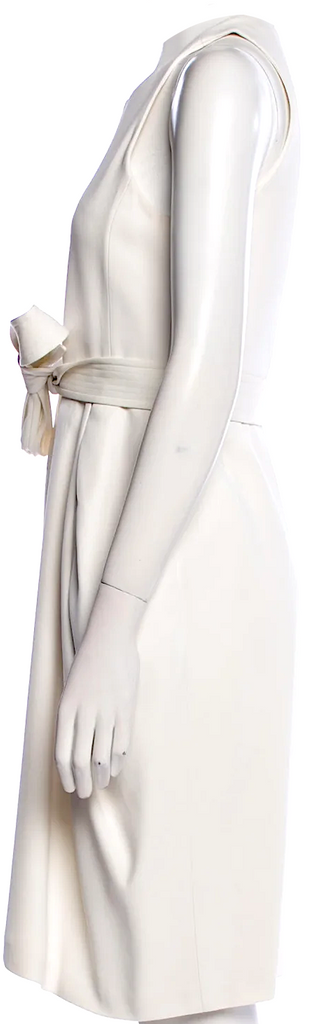 Celine Paris. PHOEBE PHILO. Vintage White Viscose Blend Crew Neck Knee-Length Dress