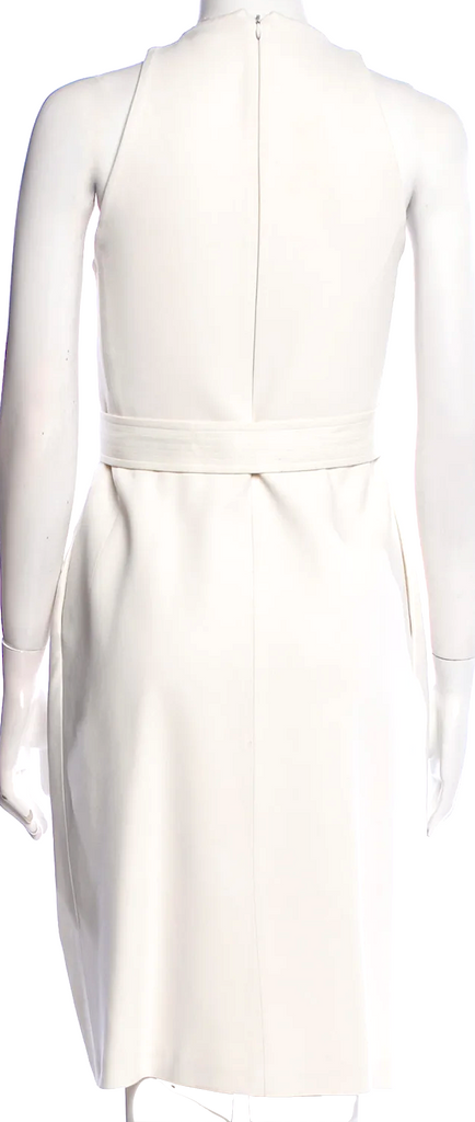 Celine Paris. PHOEBE PHILO. Vintage White Viscose Blend Crew Neck Knee-Length Dress