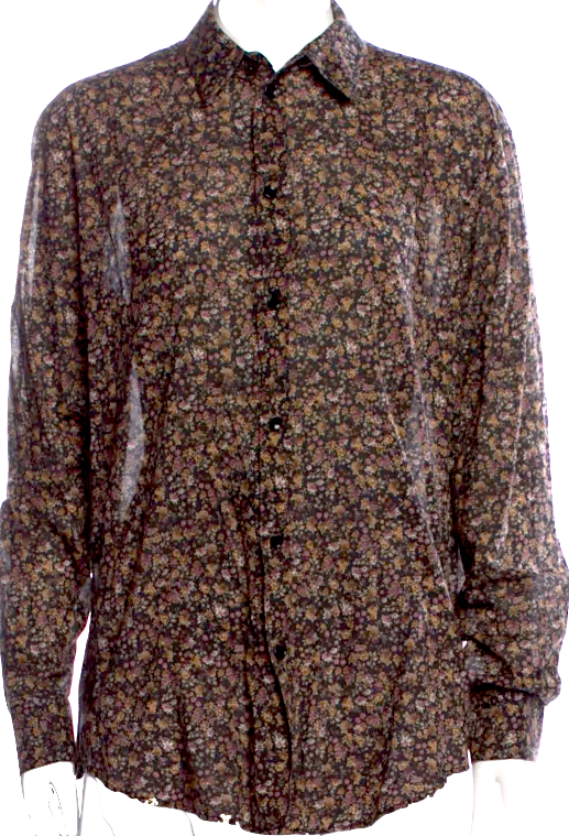 Celine Paris. Designer: Hedi Slimane. Vintage Printed Long Sleeve Button-Up Top
