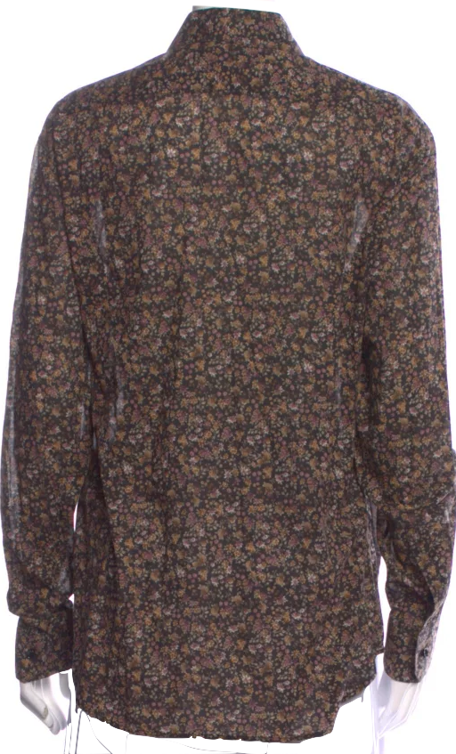 Celine Paris. Designer: Hedi Slimane. Vintage Printed Long Sleeve Button-Up Top