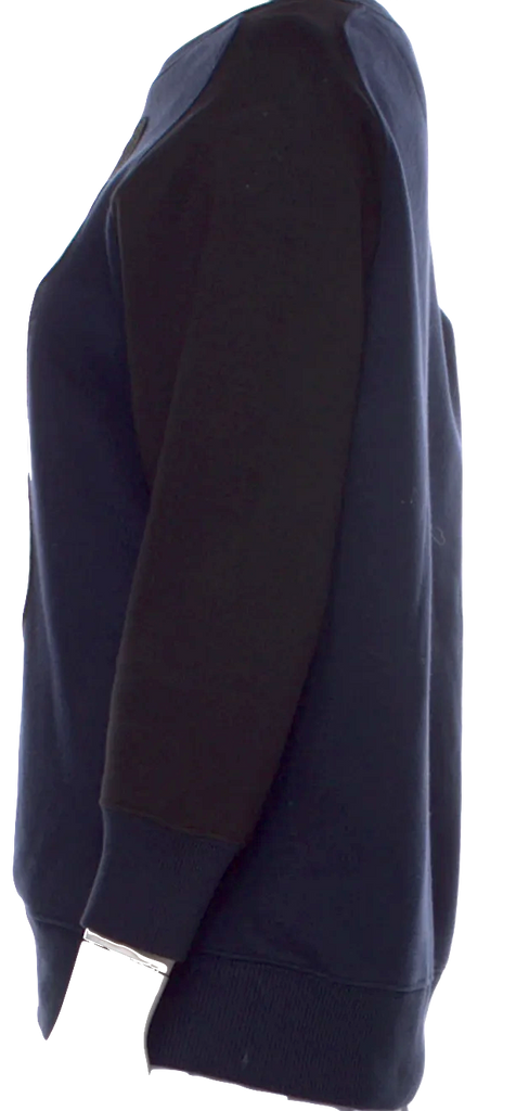 Christopher Kane UK. Colorblock Blue/Black 3/4 Sleeve Top w/Circles Embellishment