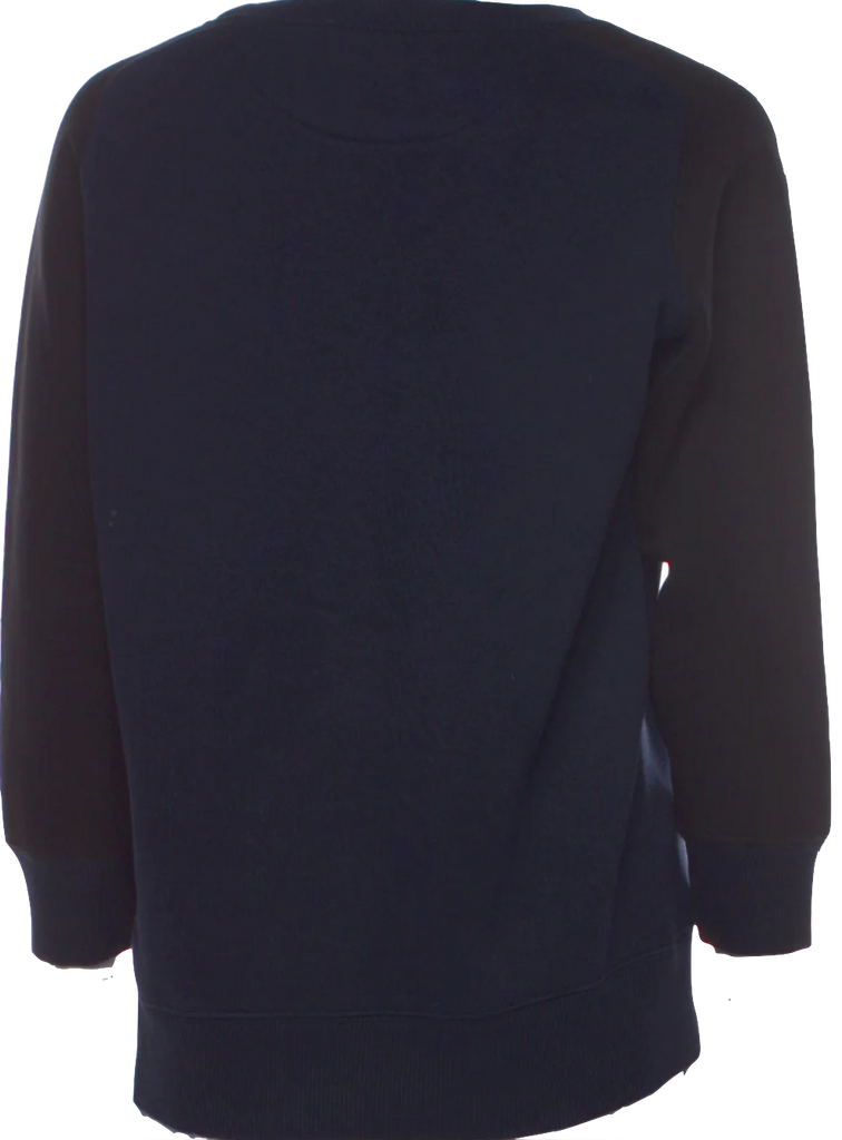 Christopher Kane UK. Colorblock Blue/Black 3/4 Sleeve Top w/Circles Embellishment