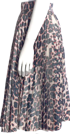 RAF SIMONS FOR Calvin Klein 205W39NYC. Neutrals Pleated Animal Print Midi Length Skirt