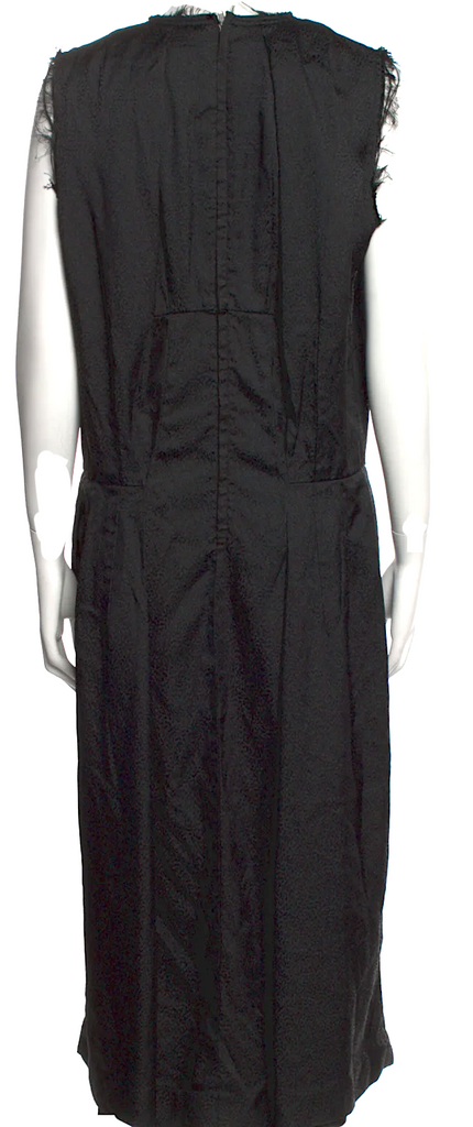 Comme des Garcons Japan. Black Raw Edge Trim Crew Neck Long Dress