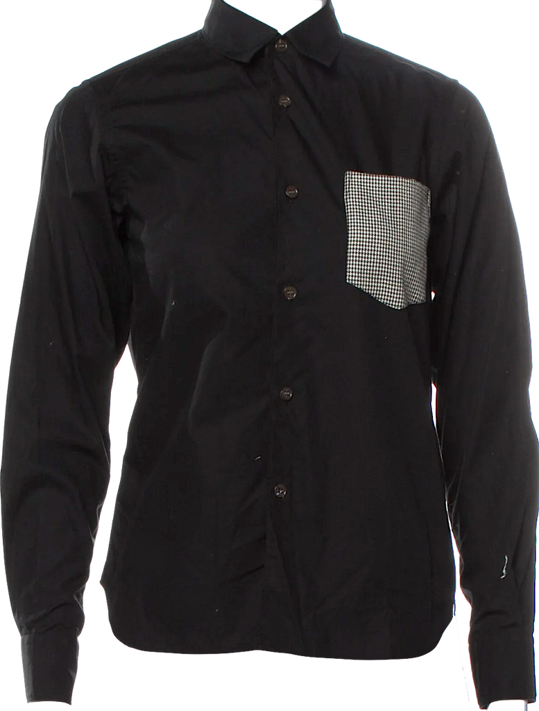 Comme des Garcons Japan. Black Button Up Top/Blouse with Contrast Accent Pocket