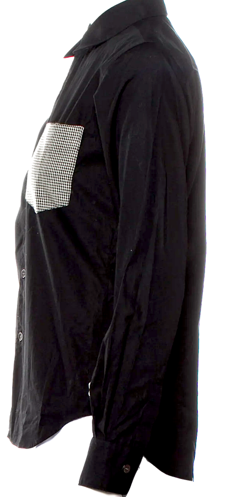 Comme des Garcons Japan. Black Button Up Top/Blouse with Contrast Accent Pocket