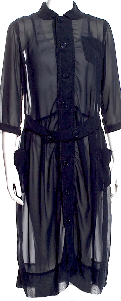 Comme des Garçons Japan. Black Semi-Sheer Midi Length Dress