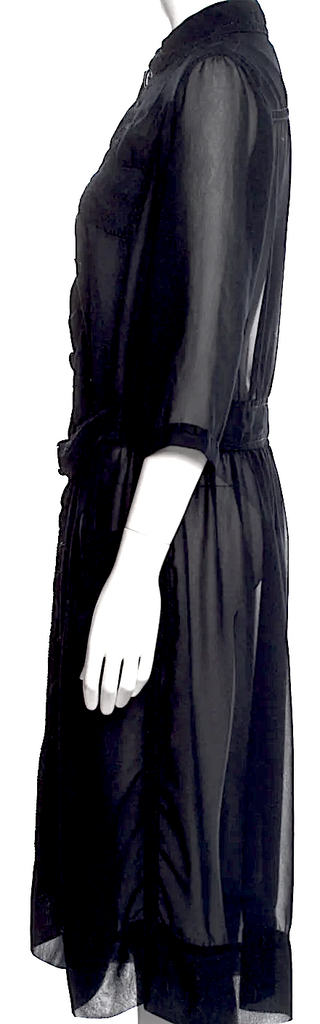 Comme des Garçons Japan. Black Semi-Sheer Midi Length Dress