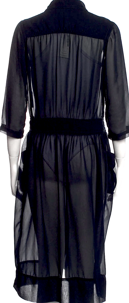 Comme des Garçons Japan. Black Semi-Sheer Midi Length Dress