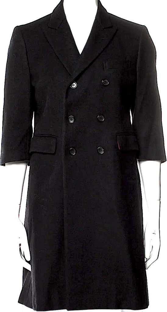 Comme des Garçons Japan. Black 3/4 French Sleeve Wool Peacoat