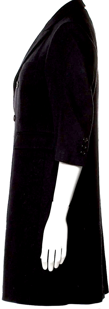 Comme des Garçons Japan. Black 3/4 French Sleeve Wool Peacoat