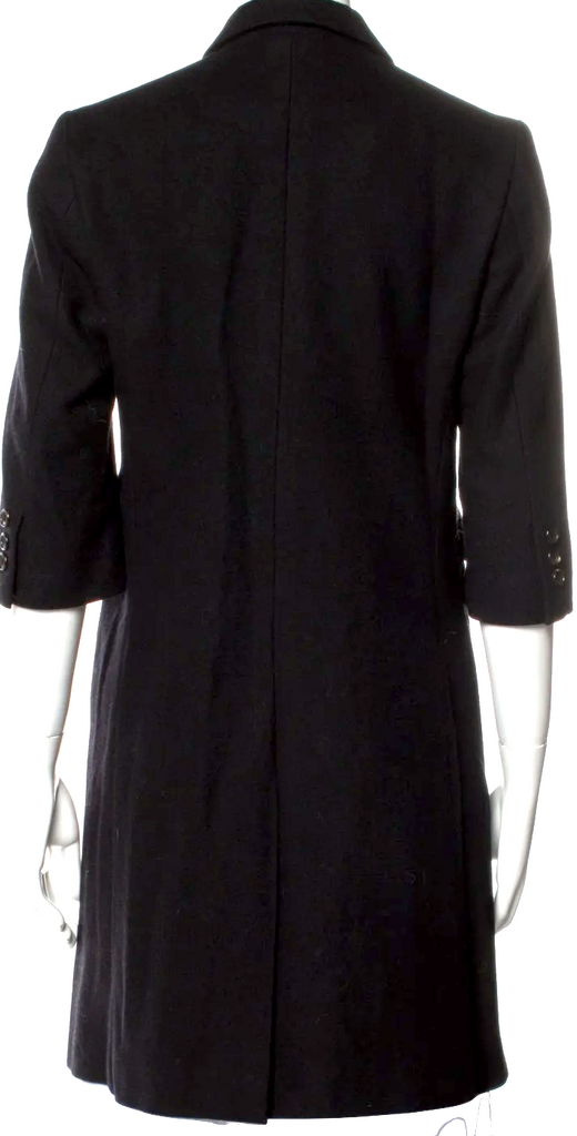 Comme des Garçons Japan. Black 3/4 French Sleeve Wool Peacoat