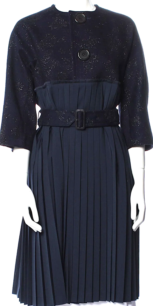 COMME des GARÇONS JAPAN. Tricot. Blue Metallic Rayon/Cotton Blend 2018 Collection Coat