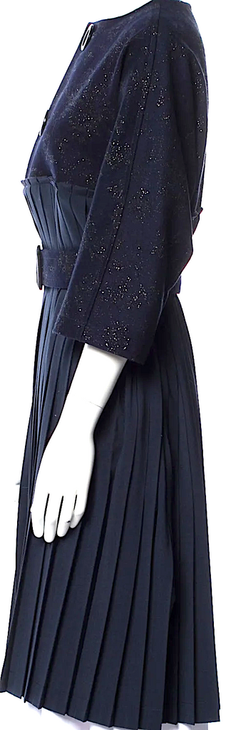 COMME des GARÇONS JAPAN. Tricot. Blue Metallic Rayon/Cotton Blend 2018 Collection Coat