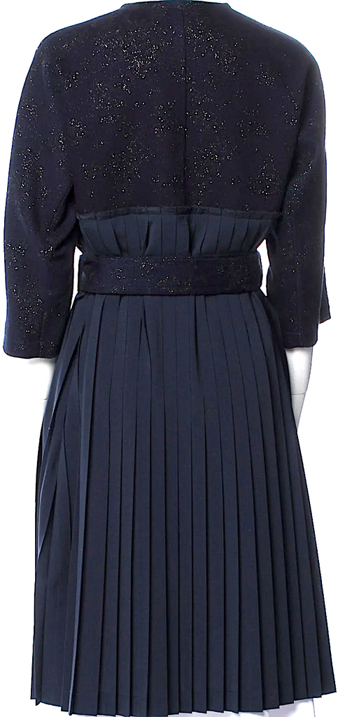 COMME des GARÇONS JAPAN. Tricot. Blue Metallic Rayon/Cotton Blend 2018 Collection Coat