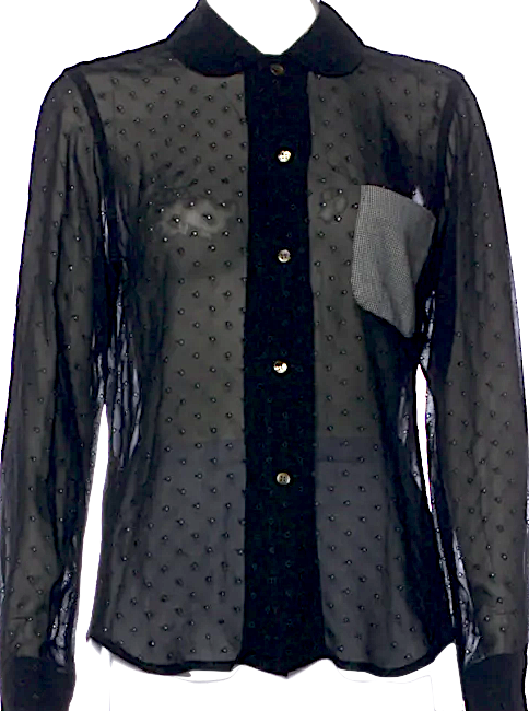Comme des Garçons Comme des Garçons Japan. Black Viscose Long Sleeve Button-Up Top