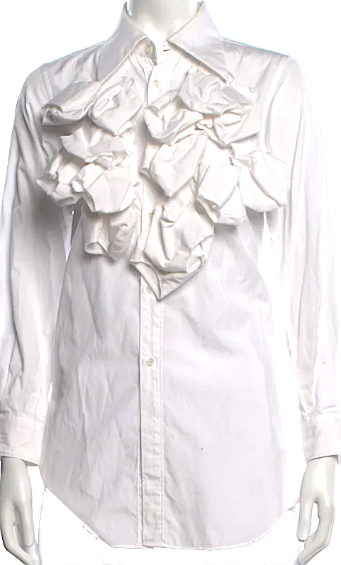 Comme des Garcons Japan. White Ruffle Long Sleeve Blouse