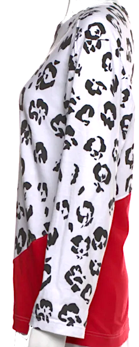 Comme des Garçons Japan. White Animal Print Crew Neck Top