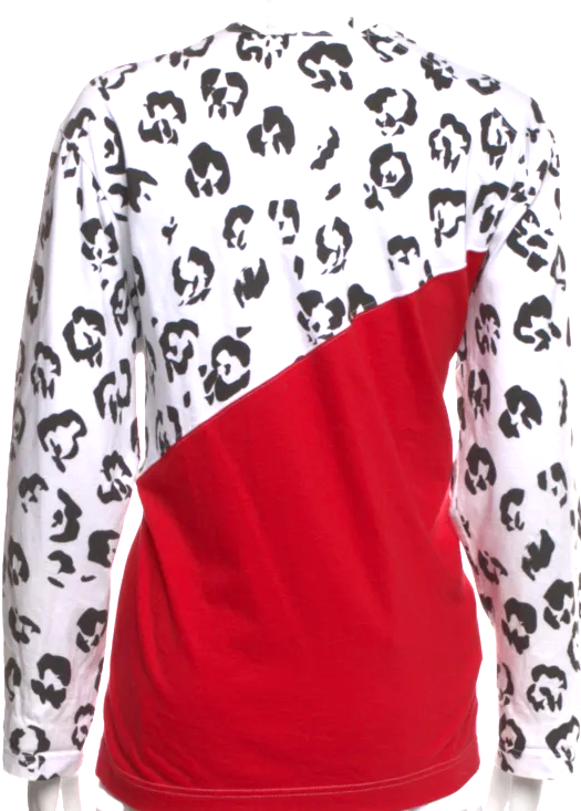 Comme des Garçons Japan. White Animal Print Crew Neck Top