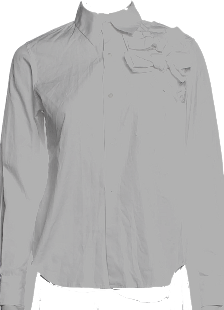 Comme des Garçons Japan. White Long Sleeve Button-Up Top w/Embellishment