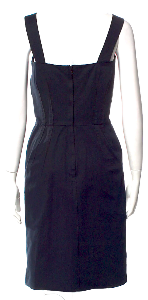 DOLCE & GABBANA Italy. Blue Raw Edge Trim Sheath Cotton/Elastane Dress