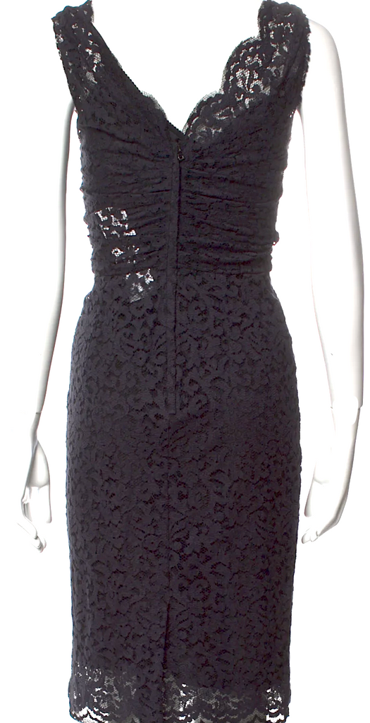 Dolce & Gabbana Italy. Black Acetate Blend Lace Pattern Dress