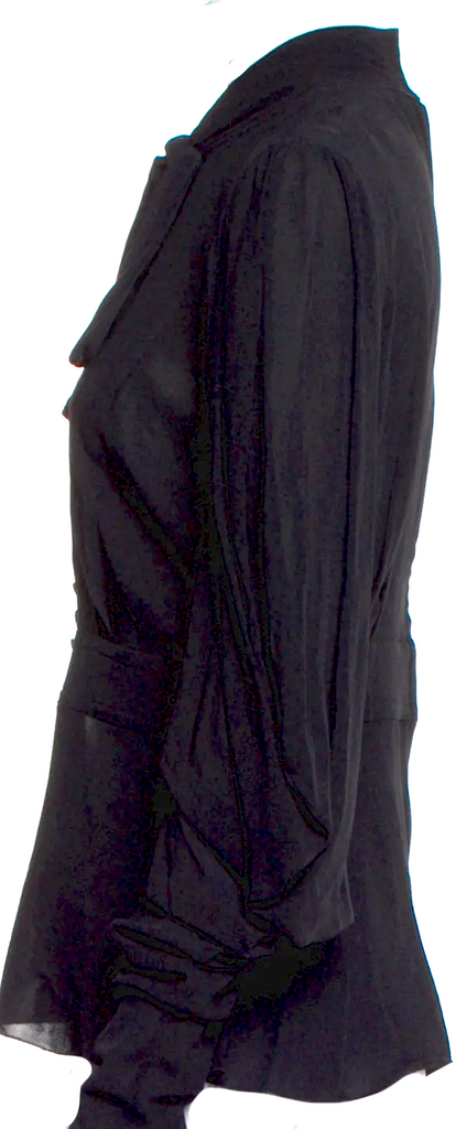 Dolce & Gabbana Italy. Black Mock Neck Long Sleeve Button-Up Top