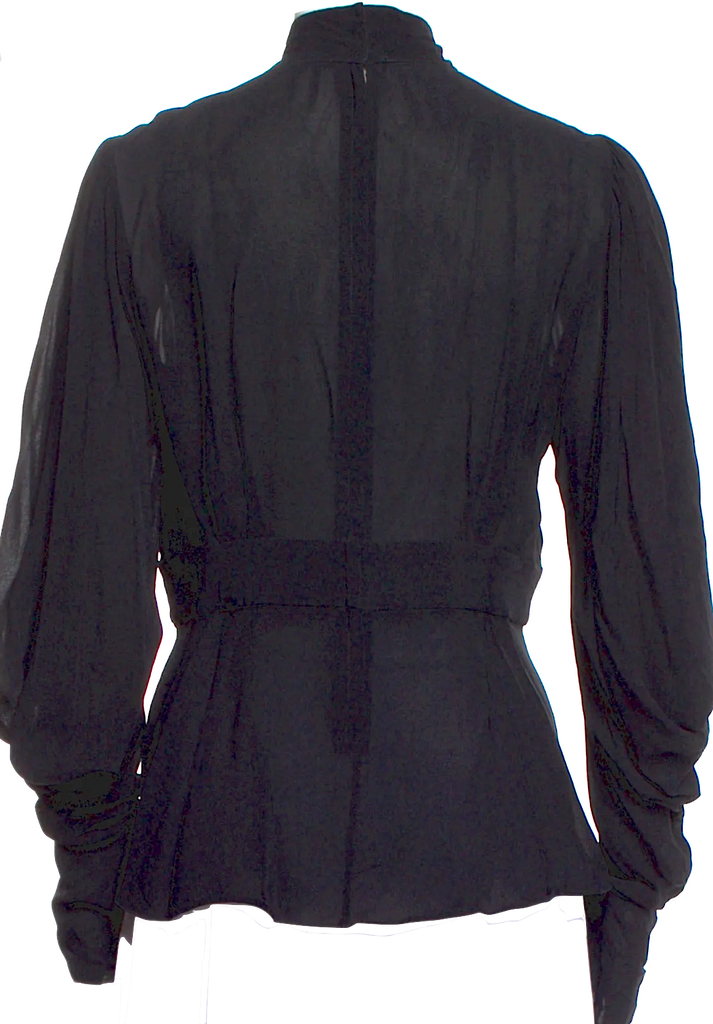 Dolce & Gabbana Italy. Black Mock Neck Long Sleeve Button-Up Top