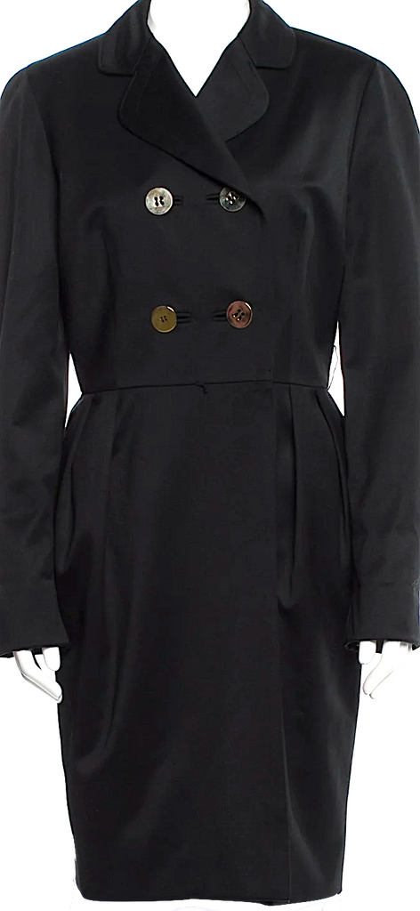 Genny Italy. Black Wool Peacoat