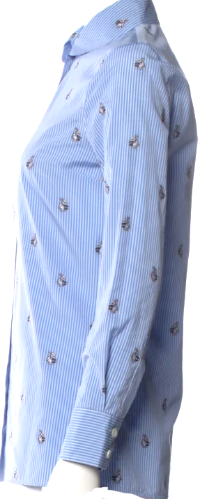 Gucci ITALY. 2017 Collection ALLESANDRO MICHELE. Blue Viscose/Cotton Striped Blouse