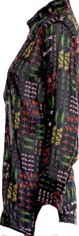 Gucci Italy. Printed Abstract Cotton Mock Neck Blouse