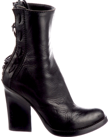 Helmut Lang. Black Suede Leather Chunk Heel Boots SZ 38