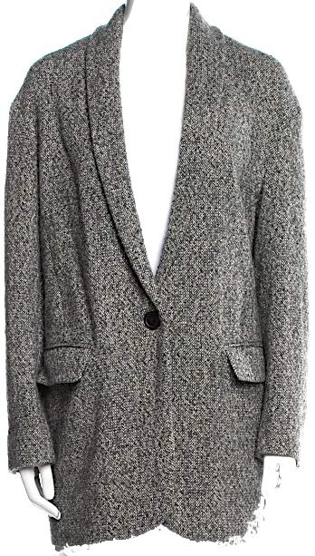 Isabel Marant Paris. Grey Tweed Pattern Peacoat