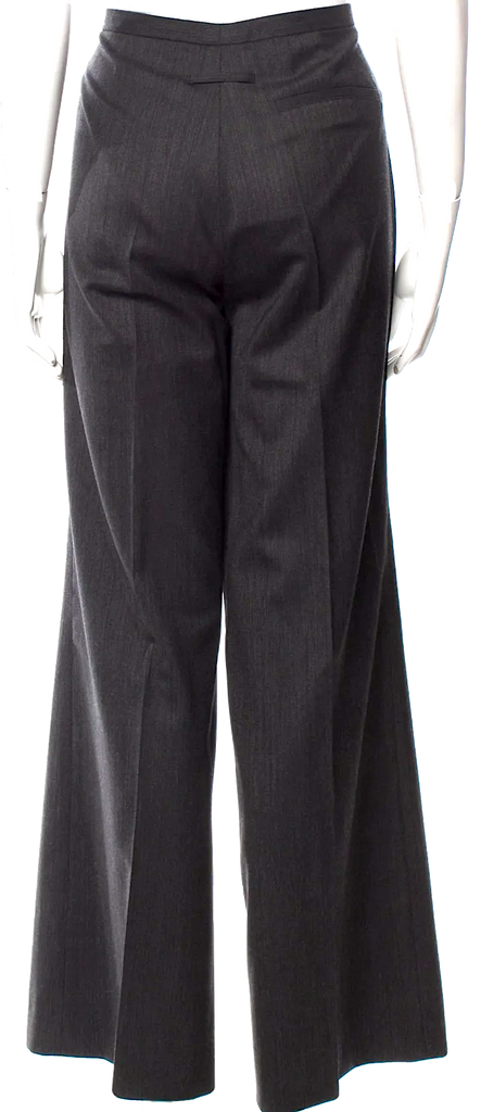 Jean Paul Gaultier Paris. Dark Grey Virgin Wool Wide Leg Pants