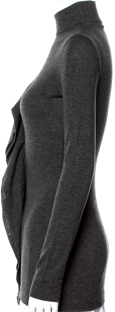 Jean Paul Gaultier Paris. Black Late 1990s Collection Vintage Long Sleeve W/Ruffle Top