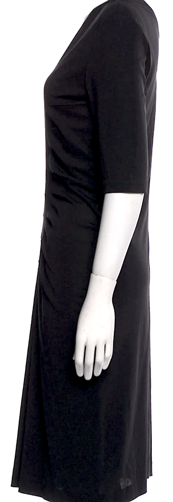 Jil Sander. Black Silk 3/4 Sleeve Dress