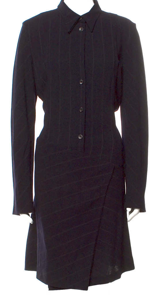 Jil Sander. Dark Blue Wool Long Sleeves Dress