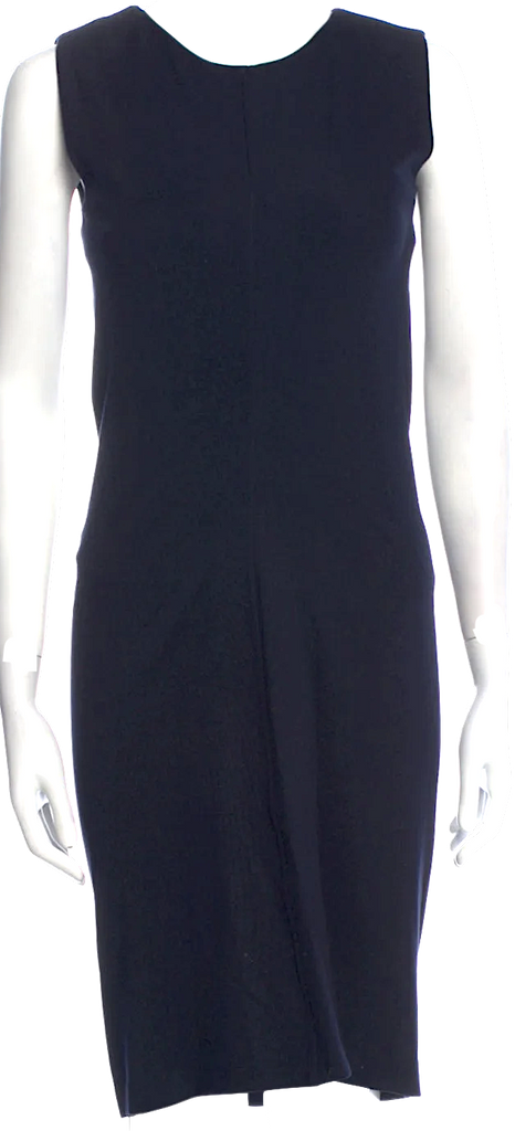 Jil Sander. Midnite Blue Viscose Blend Sheath Dress