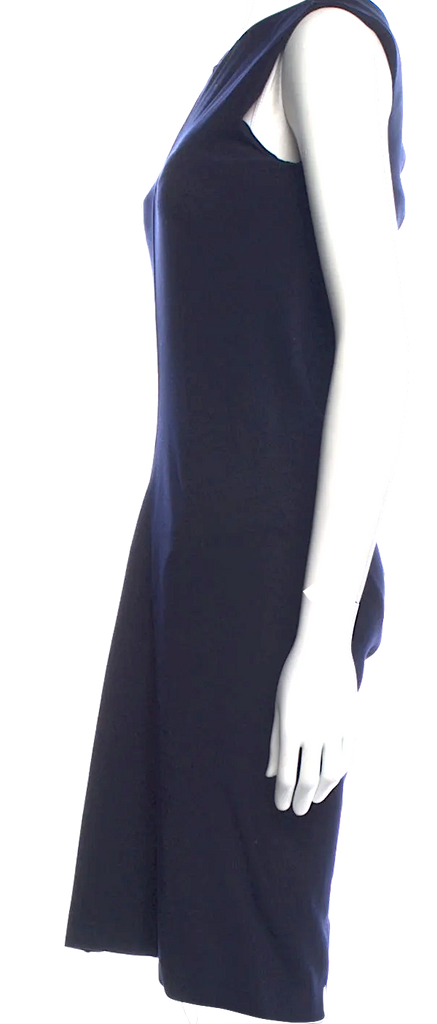 Jil Sander. Midnite Blue Viscose Blend Sheath Dress