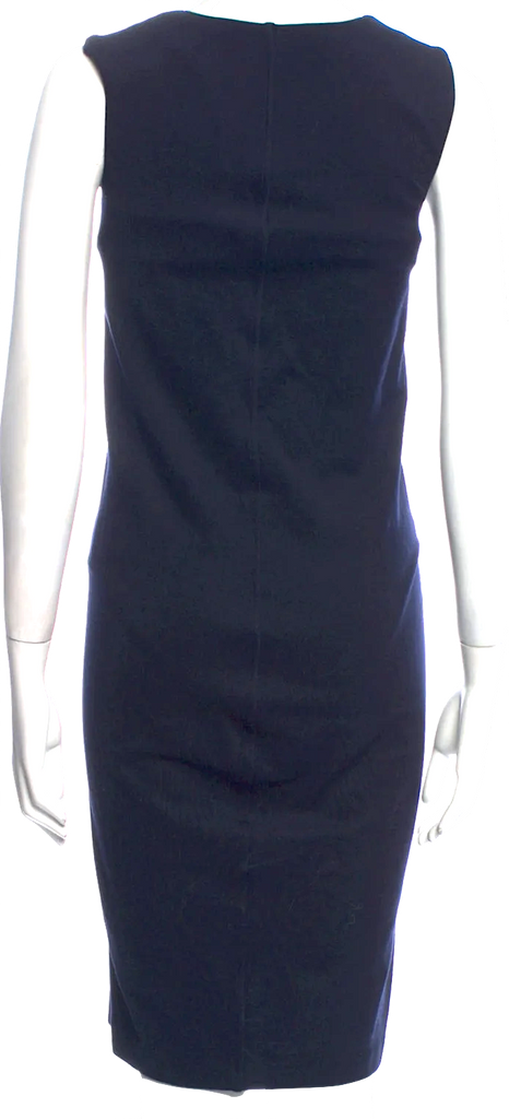 Jil Sander. Midnite Blue Viscose Blend Sheath Dress