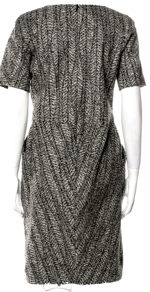 Jil Sander. Grey Printed Wool Blend Dress