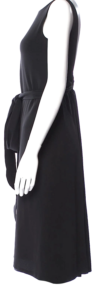 JIL SANDER Black Silk Midi Length Sheath Style Backless Dress
