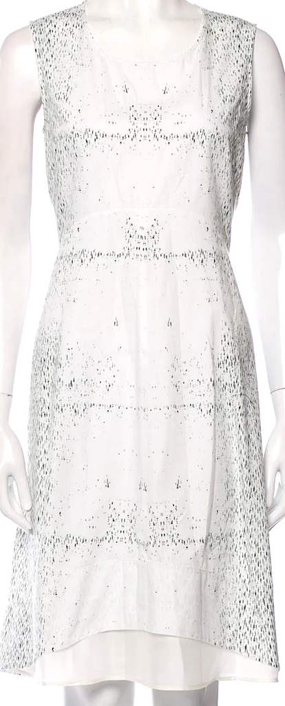 Jil Sander White Cotton Printed Knee-Length Dress