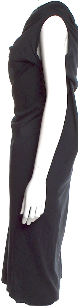 Jil Sander Black Viscose Blend Cowl Neck Knee-Length Dress