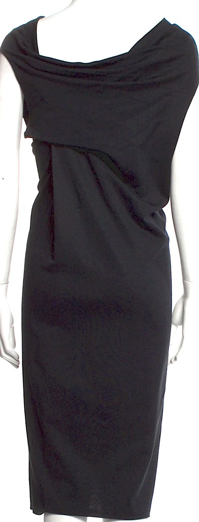 Jil Sander Black Viscose Blend Cowl Neck Knee-Length Dress