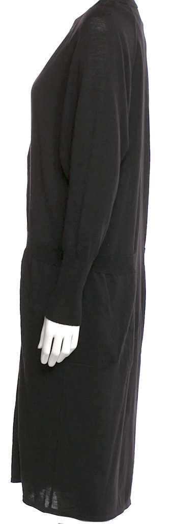 Jil Sander Black Wool Plunge Neckline Sweater Dress