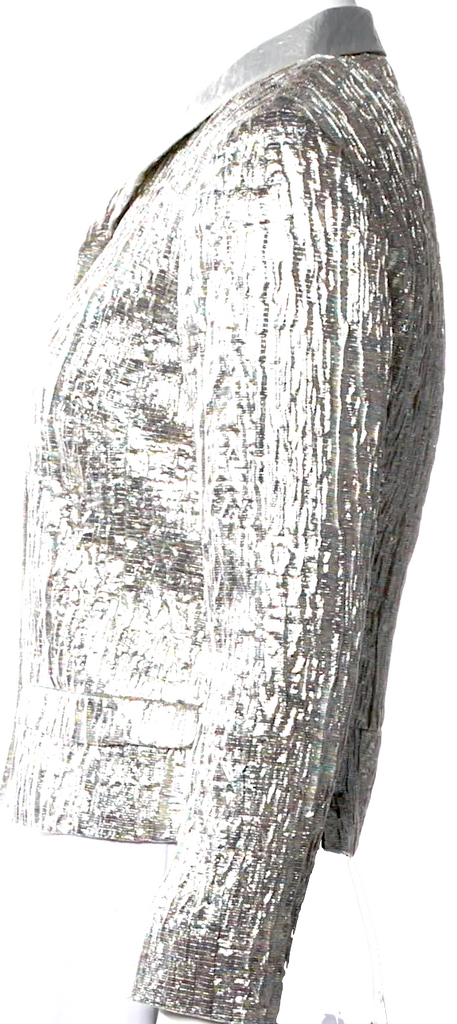 Jil Sander Metallic Silver Printed Evening Jacket