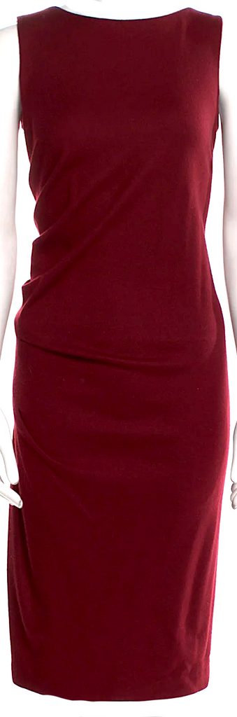 Jil Sander Burgundy Color Virgin Wool Midi Length Dress