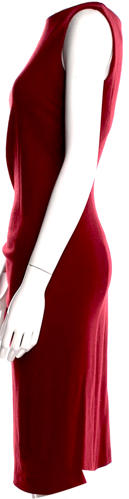 Jil Sander Burgundy Color Virgin Wool Midi Length Dress