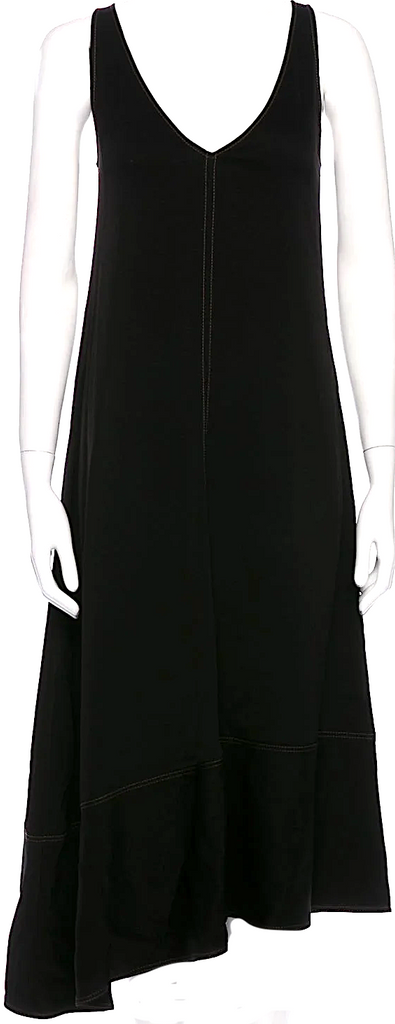 Joseph LONDON. Black Acetate Blend V-Neck Long Dress